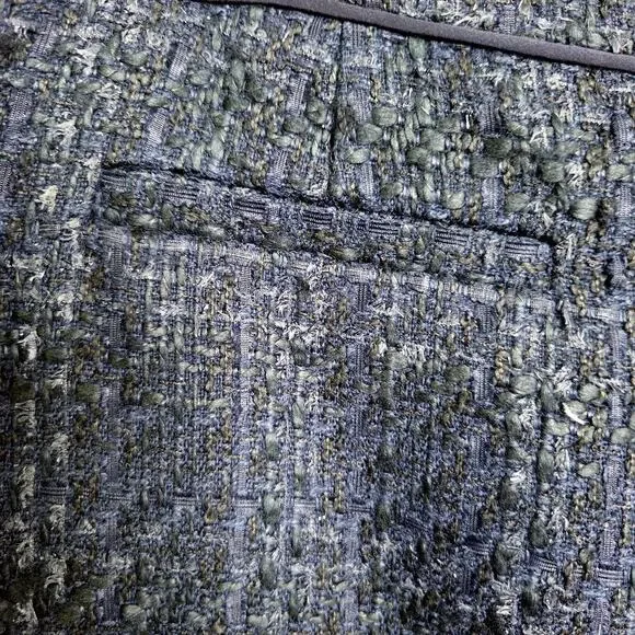 Tory Burch Womens Drew Glazed Navy Blue Tweed Pencil Skirt SZ 8 Professional - Picture 2 of 10